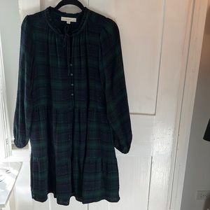 LOFT Black Watch Plaid Dress Size L